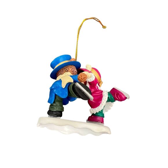 Vintage 1st Christmas Together" ornament featuring a pair of teddy bears ice ska - Picture 3 of 6